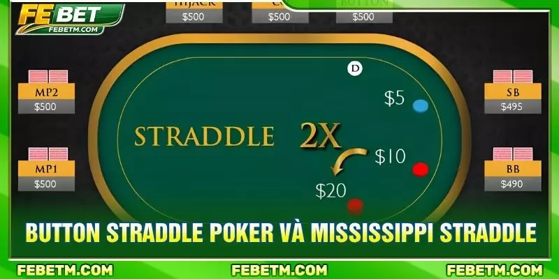 Cược button straddle poker và Mississippi Straddle